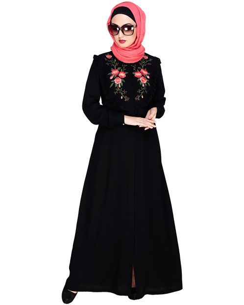 Ruffled Affair Black Abaya