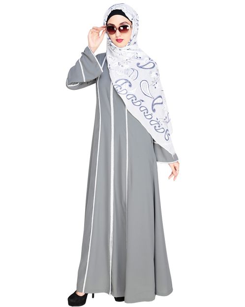 Snazzy Lace Grey Abaya