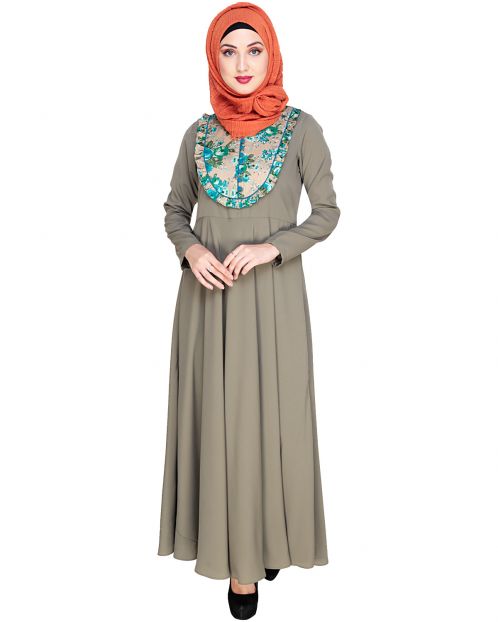  Fanciful Ruche Dead Mint Maxi Dress Abaya