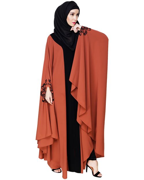  Delicate Embroidered Brick Red Irani Kaftan