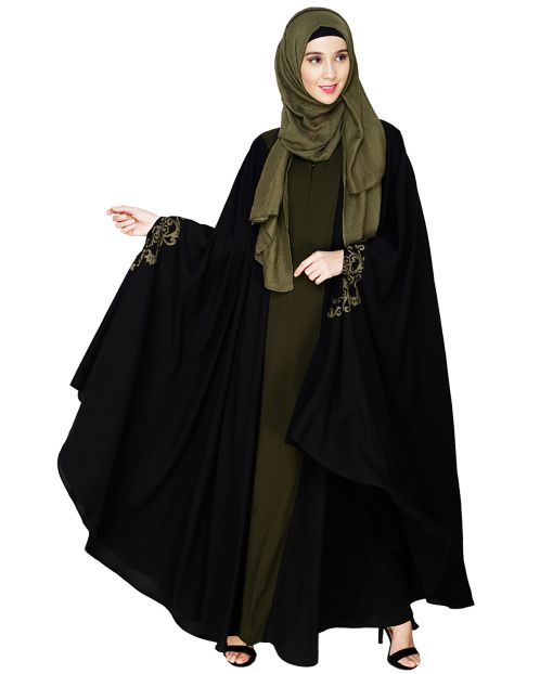 Delicate Embroidered Black Irani Kaftan