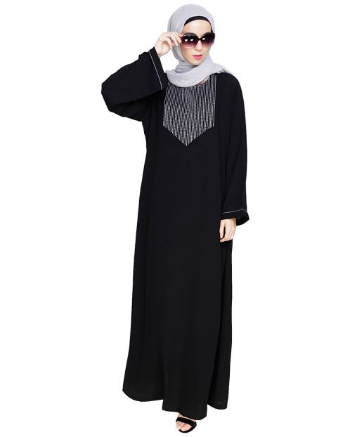 Whimsical Embroidered Black Dubai Style Abaya