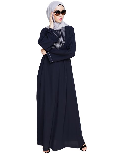 Whimsical Embroidered Grey Dubai Style Abaya