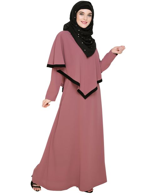 Onion Pink Fancy Cape Abaya