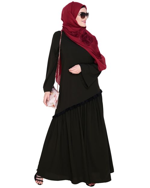 Fringe Lace Olive Abaya