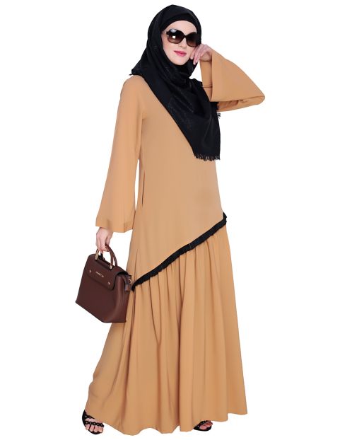 Fringe Lace Beige Abaya