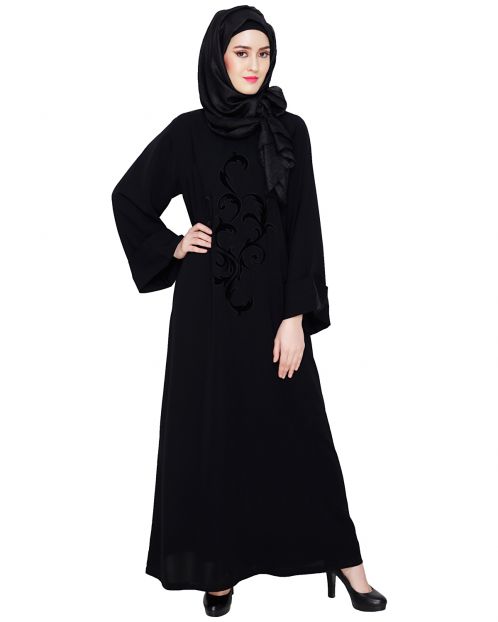 Plush Black Dubai Style Abaya