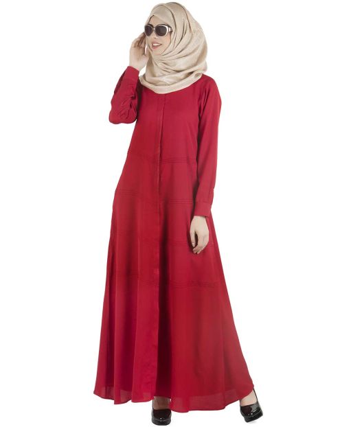 Maroon pintucks Abaya