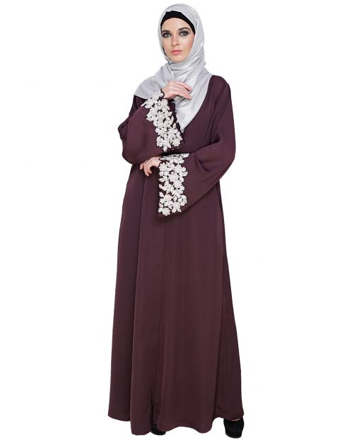 Dreamy Pearl Tyrian Purple Dubai Style Abaya