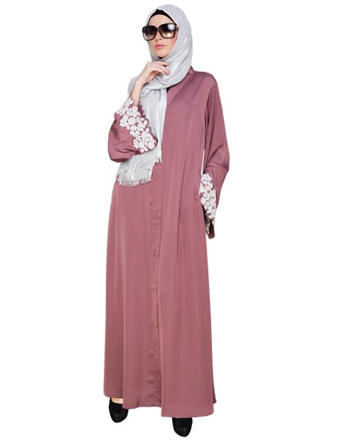 Dreamy Pearl Flamingo Pink Dubai Style Abaya