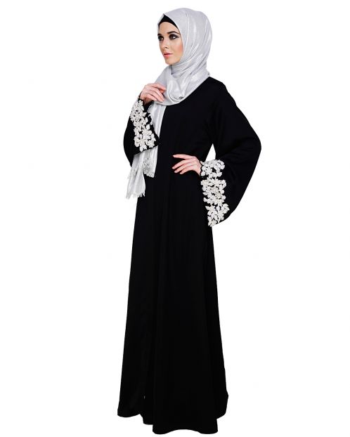 Dreamy Pearl Black Dubai Style Abaya