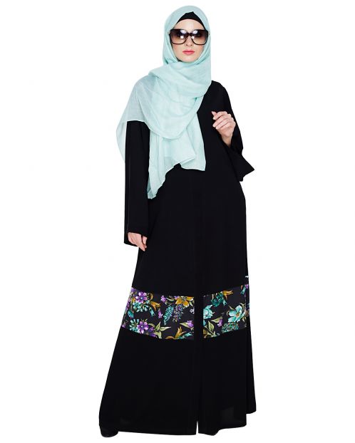 Elegant Black Printed Saudi Style Abaya