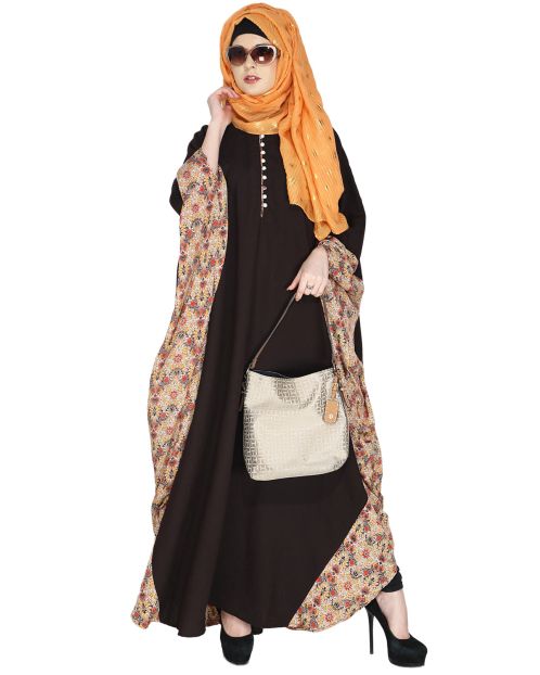 Floret Printed Dark Brown Kaftan