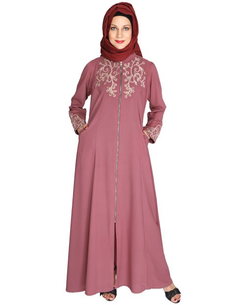 Feather Shot Onion Pink Abaya