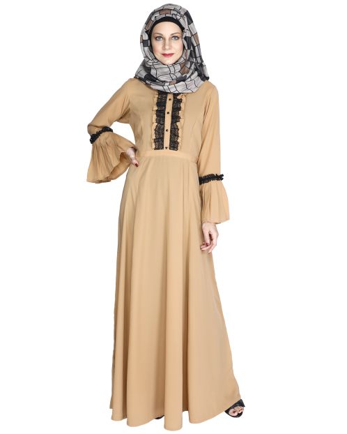 Fairy Frill Caramel Brown Abaya