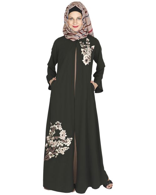 Beckon Olive Green Jacket Style Abaya