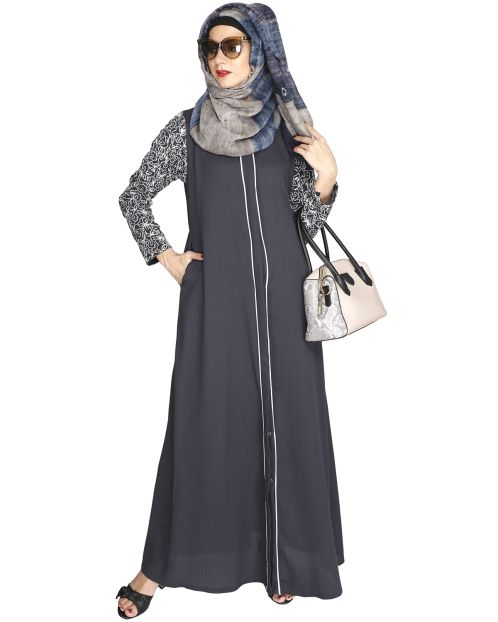 Role down Grey Abaya