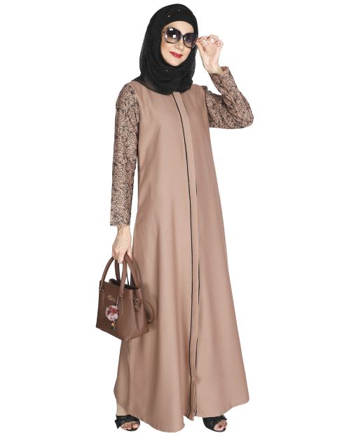 Role Down Beige Abaya