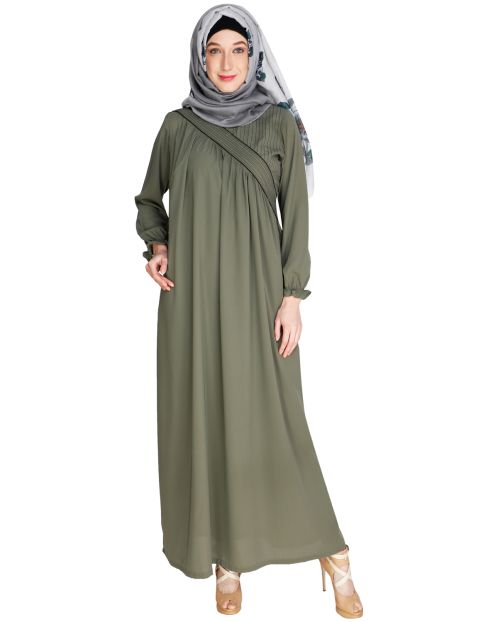 Gathered Dead Mint Abaya