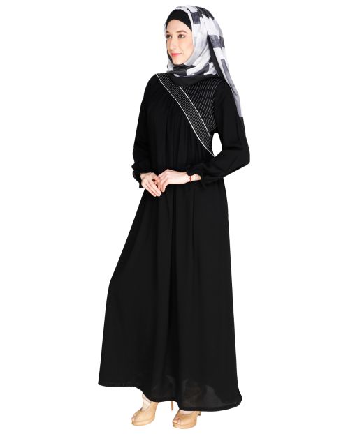 Gathered Black Abaya