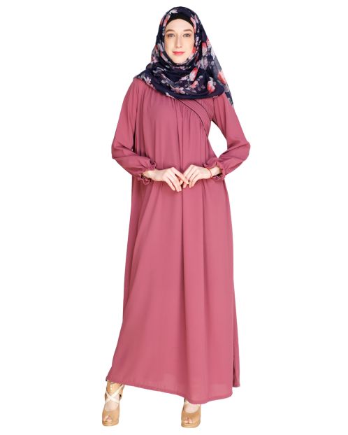 Gathered Onion Pink Abaya