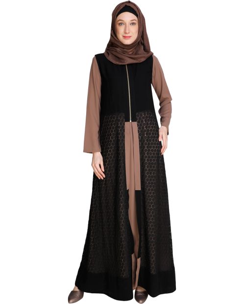 Lace Jacket Onion Pink Abaya