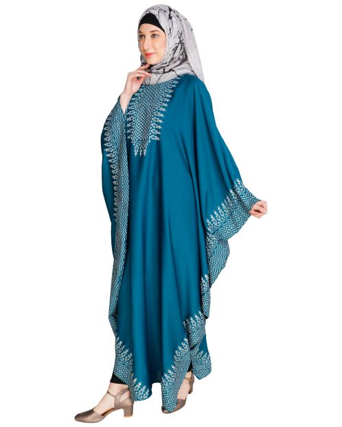 Block Printed Teal Green Kaftan