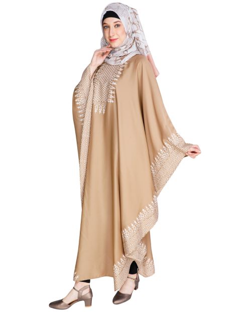 Block Printed Beige Kaftan