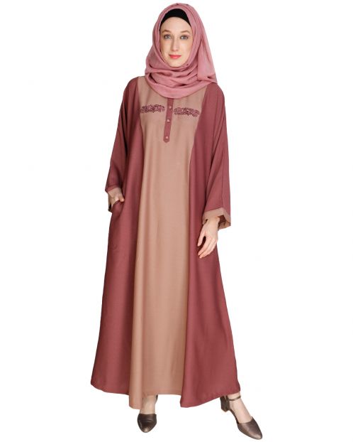 Panelled Dubai Style Onion Pink Abaya