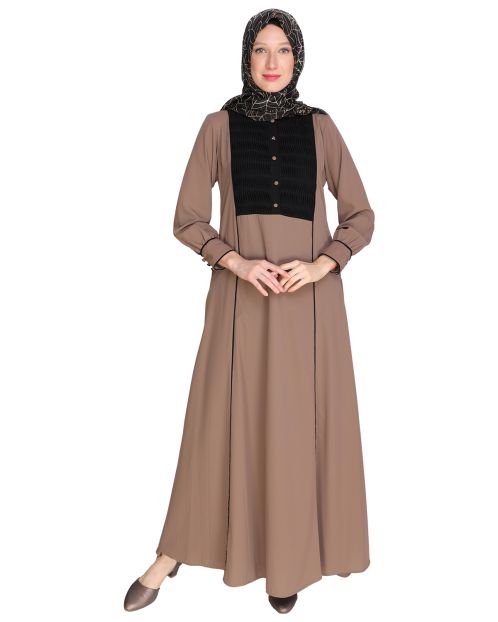 Wavetucks Yoke Brown Abaya