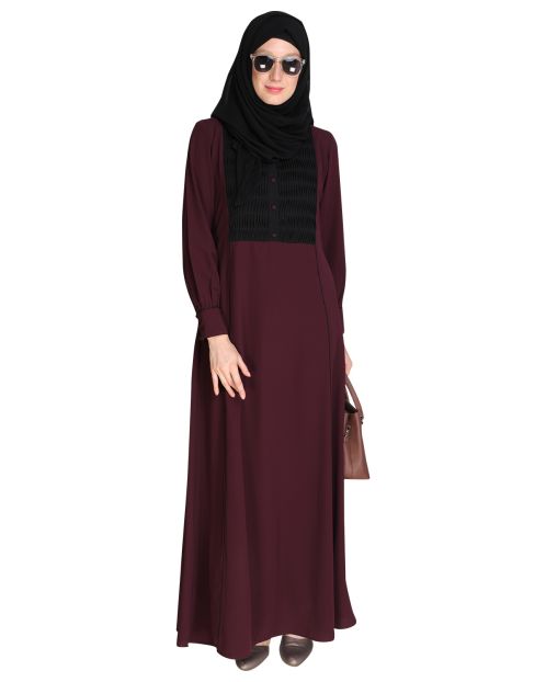 Wavetucks Yoke Purple Abaya