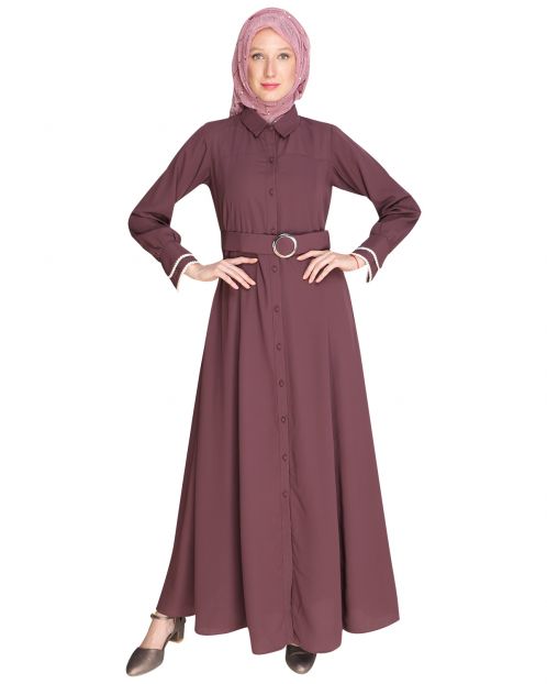 Shirt Style Purple Maxi Dress