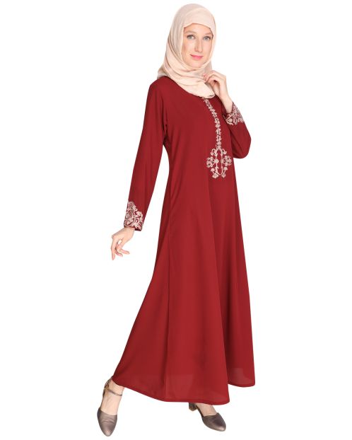 Persian Embroidered Maroon Abaya