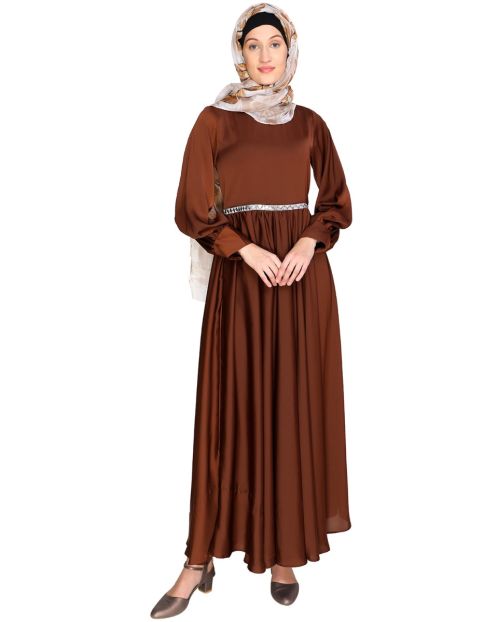 Flared Caramel Brown Maxi Dress