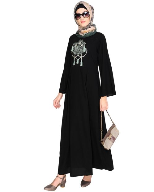 Tassels Detail Black Abaya