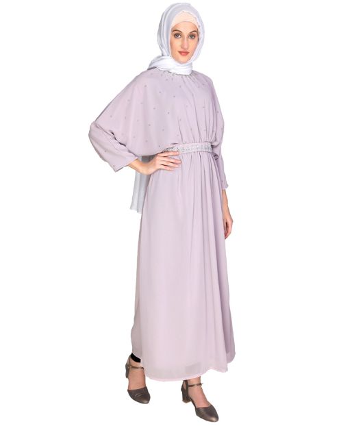 Intricate Handwork Lilac Kaftan