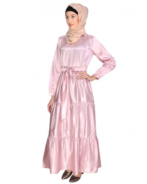 Pastel Blush Pink Tiered Dress
