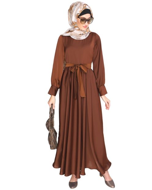 Flared Caremel Brown Maxi Dress