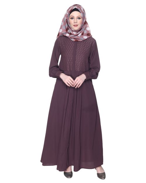 Subtle Imperial Purple Laced Dress Abaya