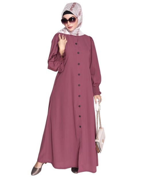 Voguish Onion Pink Front Open Abaya