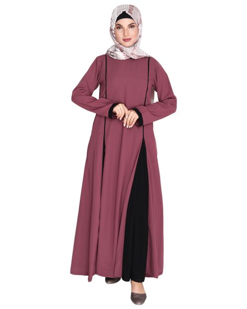 Inverted Pleat Onion Pink Frock Abaya