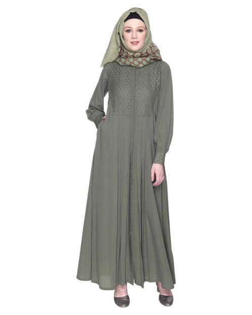 Subtle Mint Laced Dress Abaya