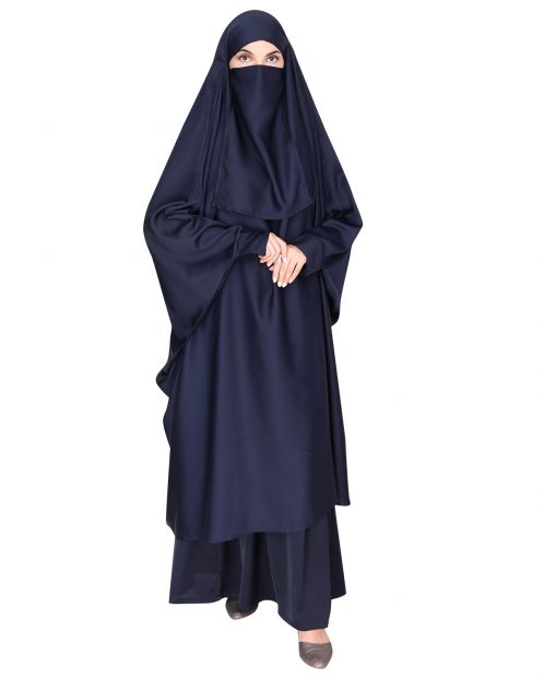Gleaming Blue Khimar and Skirt Jilbab Set