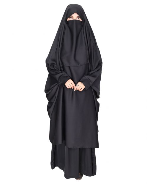 Gleaming Grey Khimar and Skirt Jilbab Set