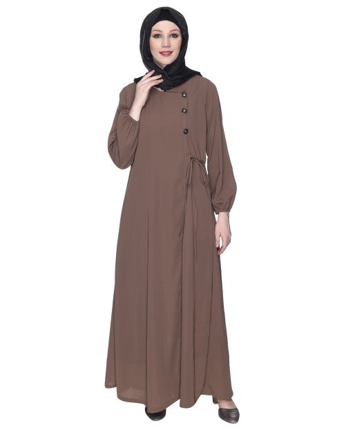 Angrakha Style Brown Abaya