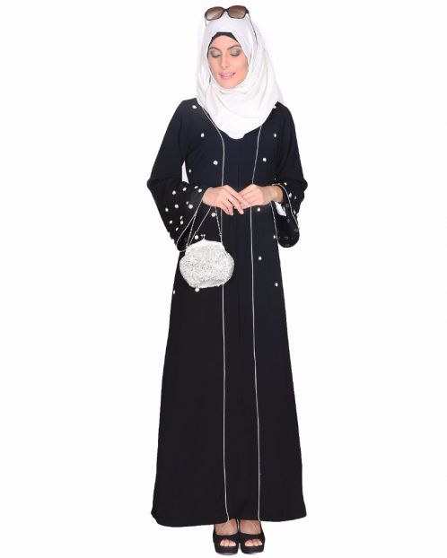 Delicate Pearl Embroidered Abaya