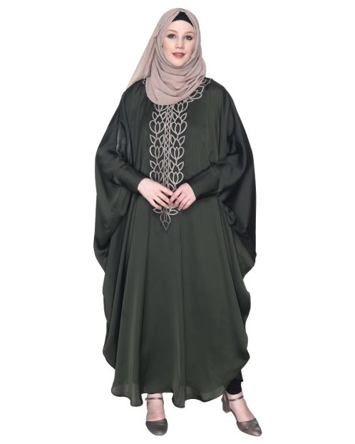 Strikingly Beautiful Oilve Green Embroidered Kaftan