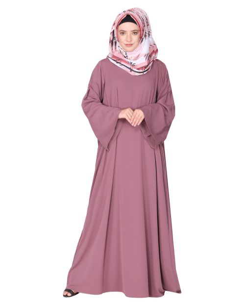 Dignified Buttons and Pintuck onion pink abaya