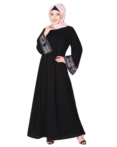 A pretty smooth flowing Bohemian Bell Sleeves black abaya
