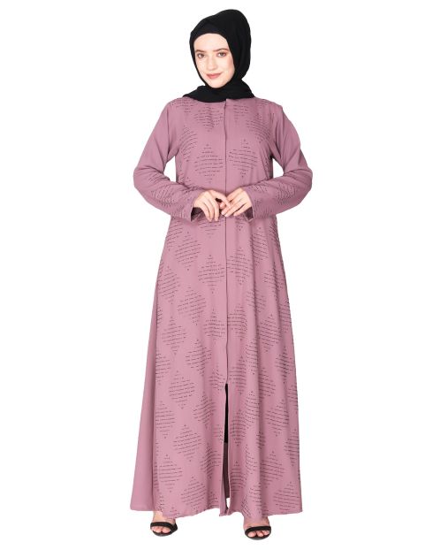 Sparkling Swarovski Crystal Stone Work onion pink abaya